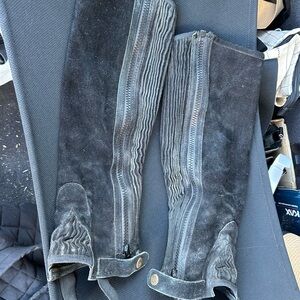 Black Suede English Riding Chaps